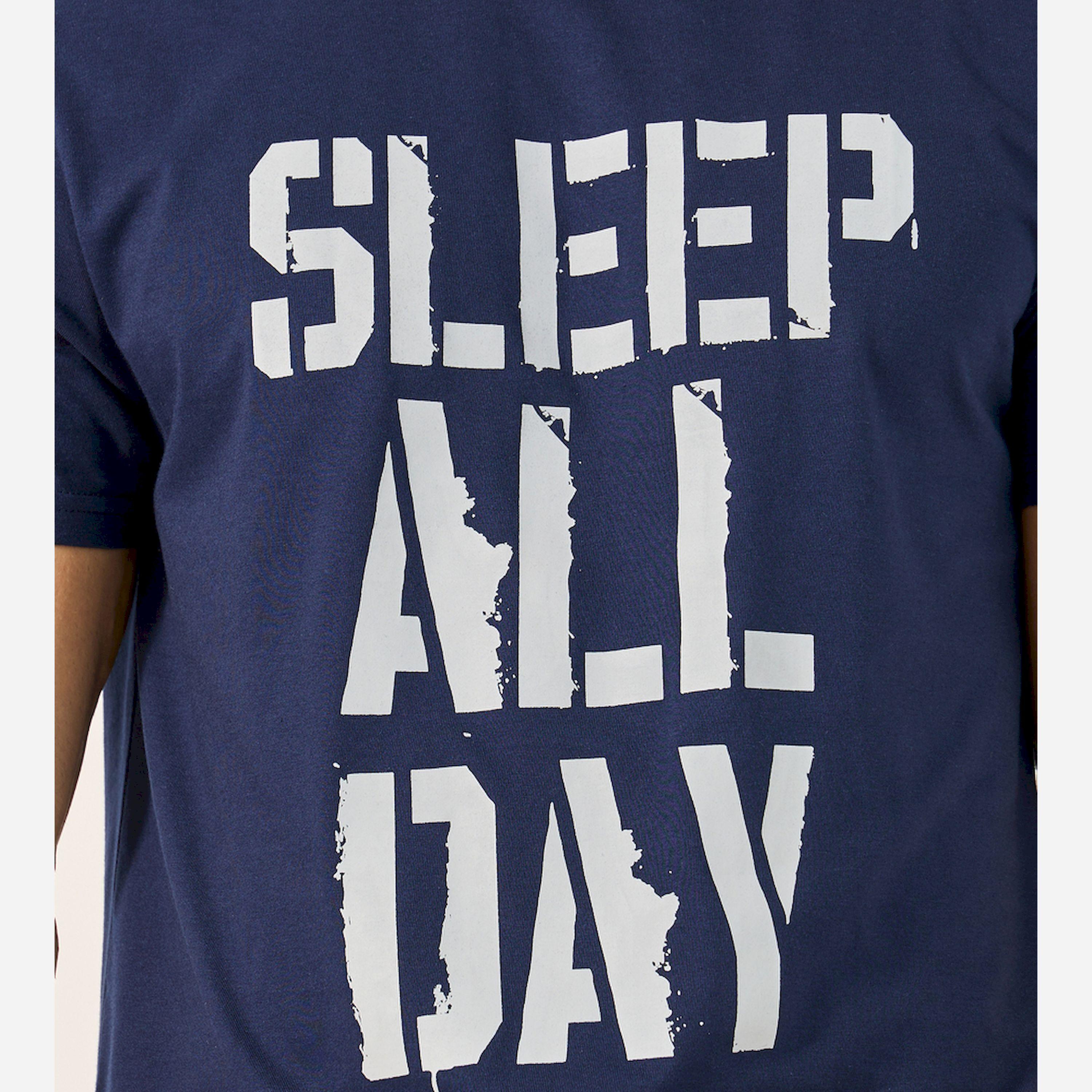 Styli Unwind Slogan Print Crew Neck T-Shirt And Pyjama Set-men-clothing-nightwear-sets-image-3