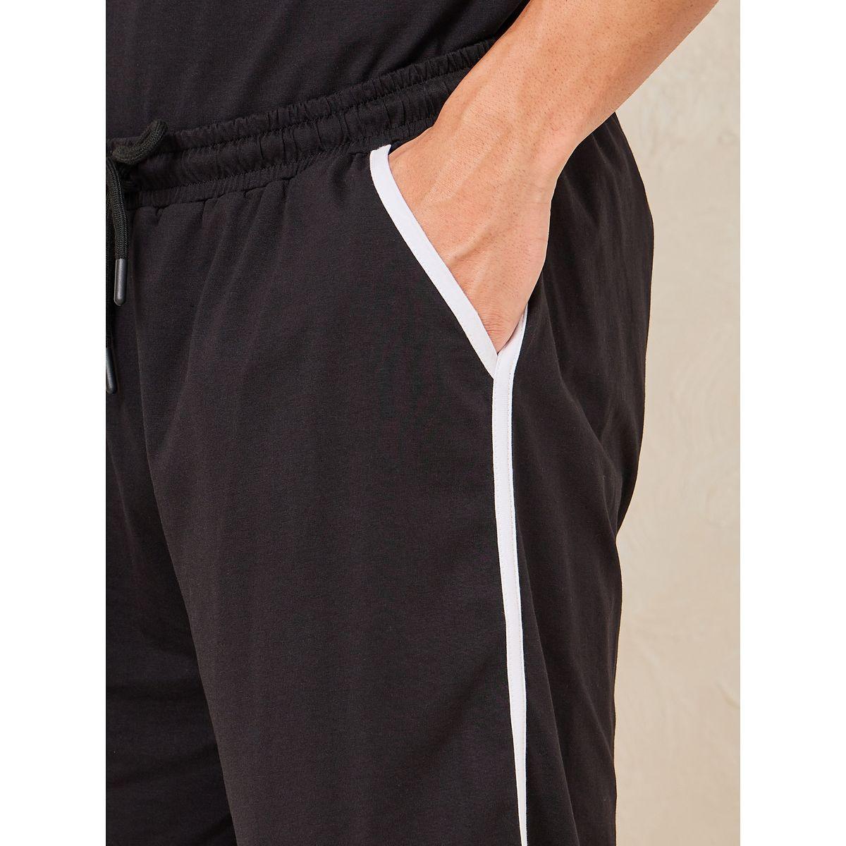 Styli Unwind Striped Sleeves Detail T-Shirt & Shorts Set-men-clothing-nightwear-sets-image-5