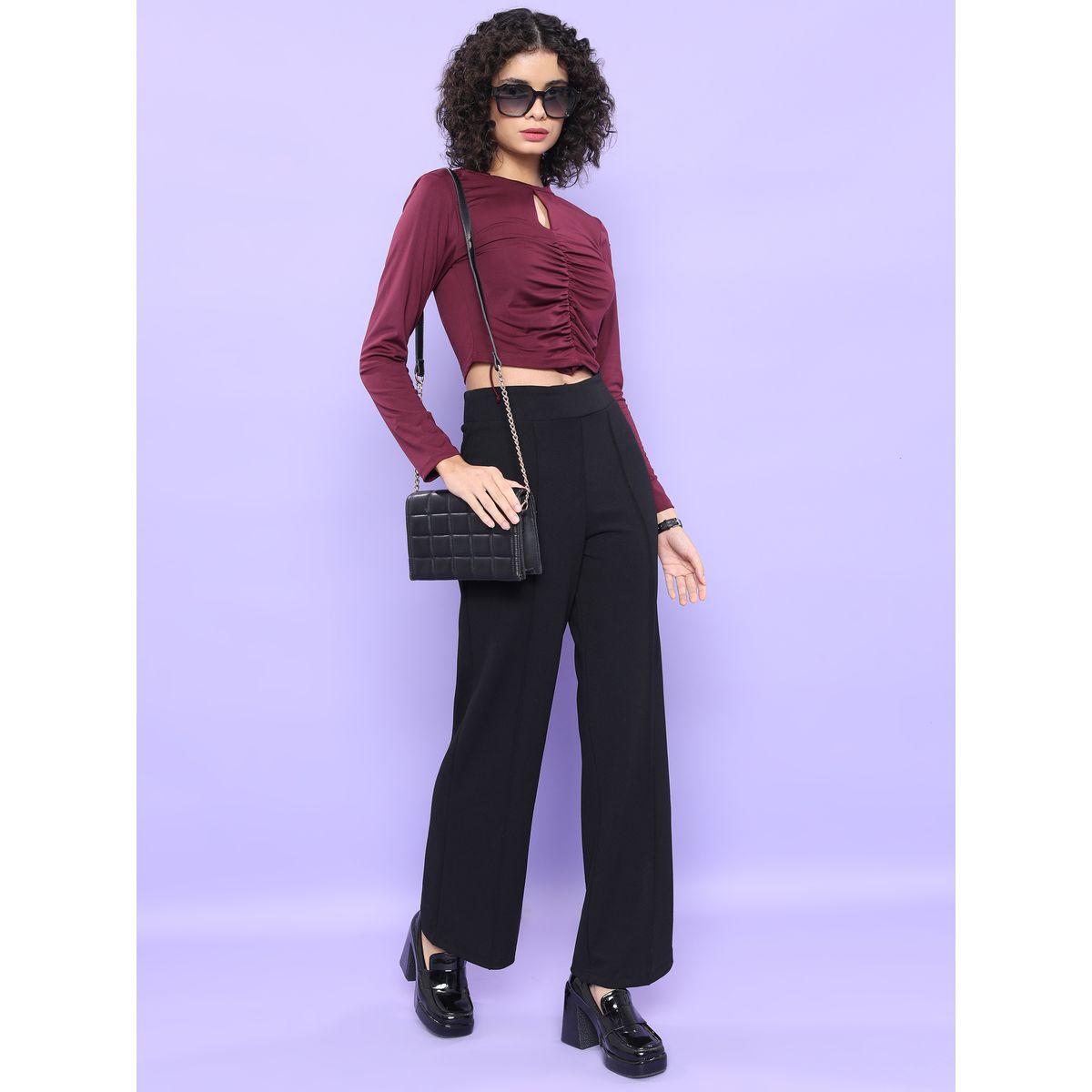 Tokyo Talkies X Styli  Pintuck Detail High Rise Flared Trousers-women-clothing-bottoms-trousers-image-2