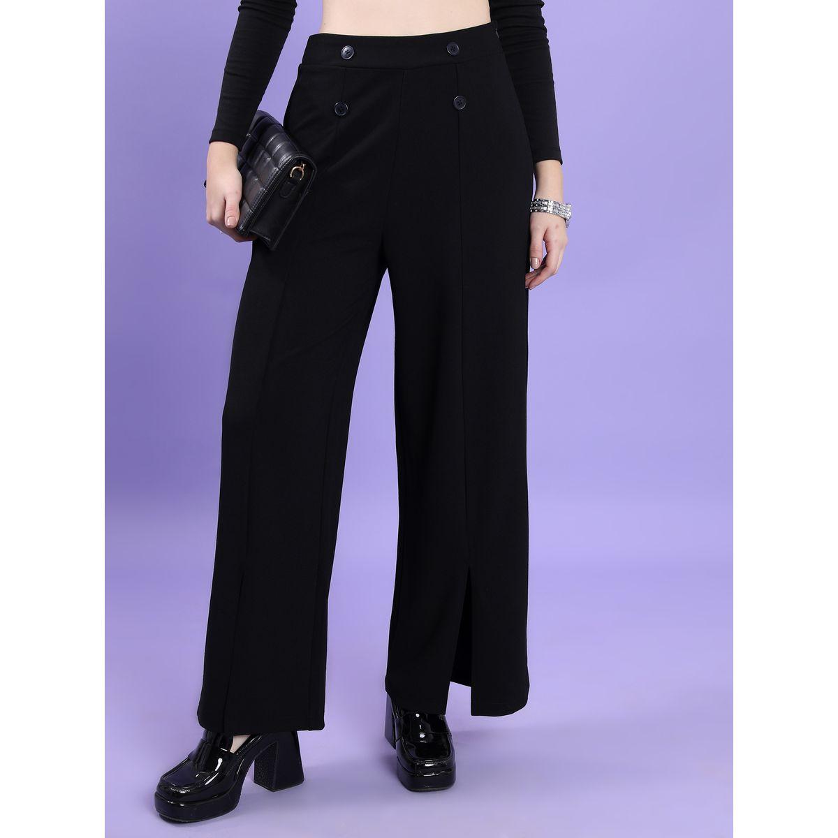 بنطال بحافة واسعة وتفاصيل محزوزة طوكيو توكيز × ستايلي-women-clothing-bottoms-trousers-image-1