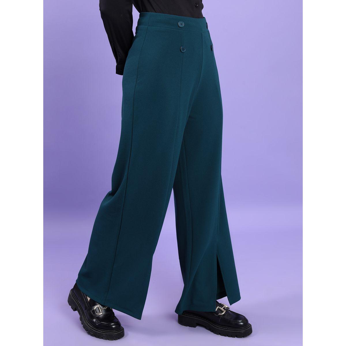 Tokyo Talkies X Styli  High Rise Button Detail Pintuck Slit Hem Trousers-women-clothing-bottoms-trousers-image-6