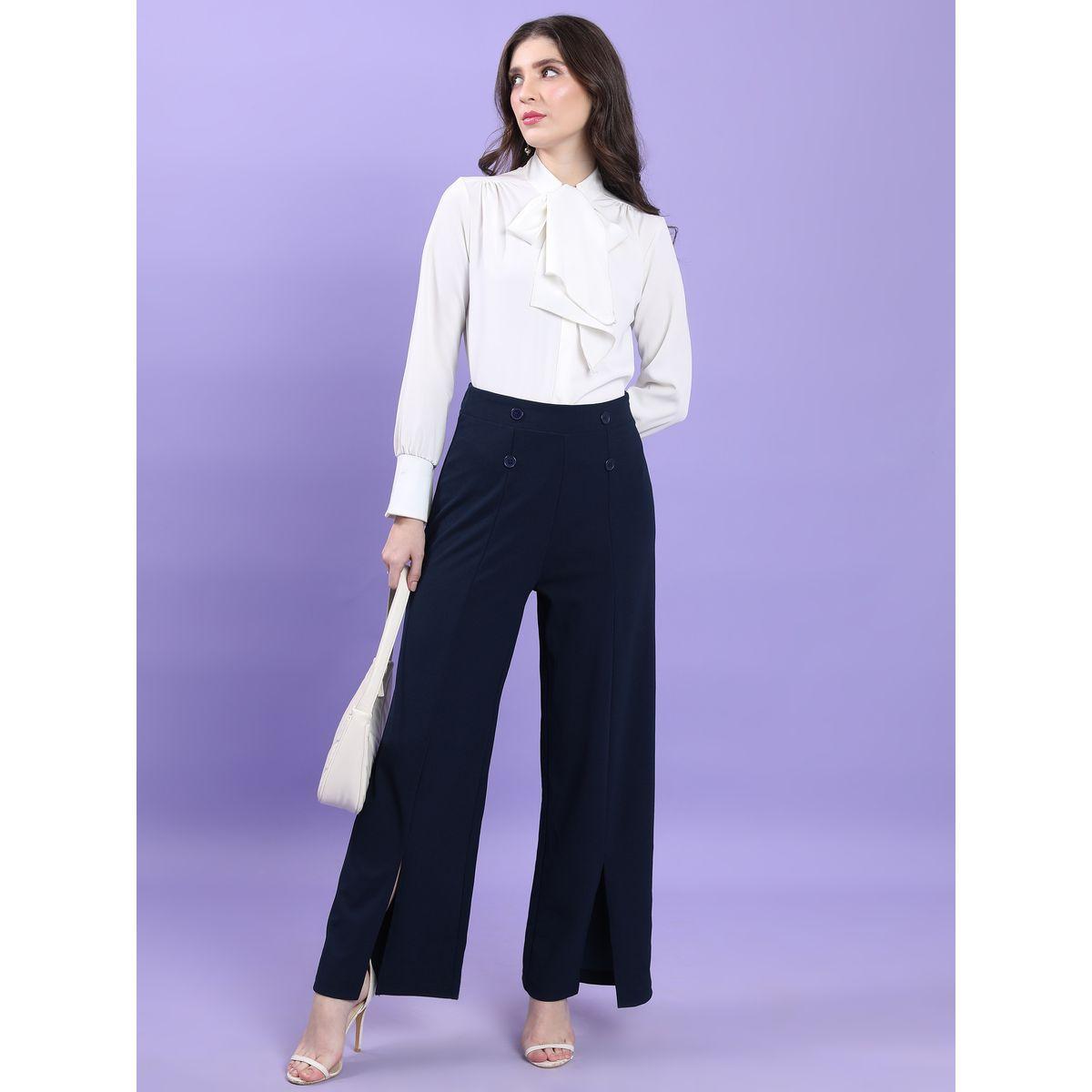 بنطال بتفاصيل محزوزة مع شق امامي طوكيو توكيز × ستايلي-women-clothing-bottoms-trousers-image-2