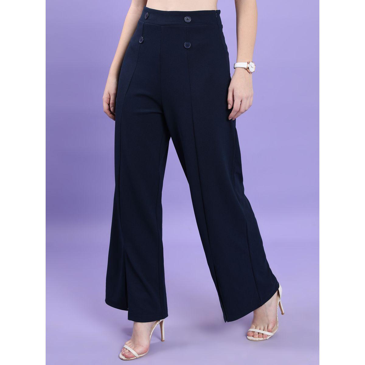 Tokyo Talkies X Styli  Pintuck Button Detail Front Slit Hem Trousers-women-clothing-bottoms-trousers-image-4