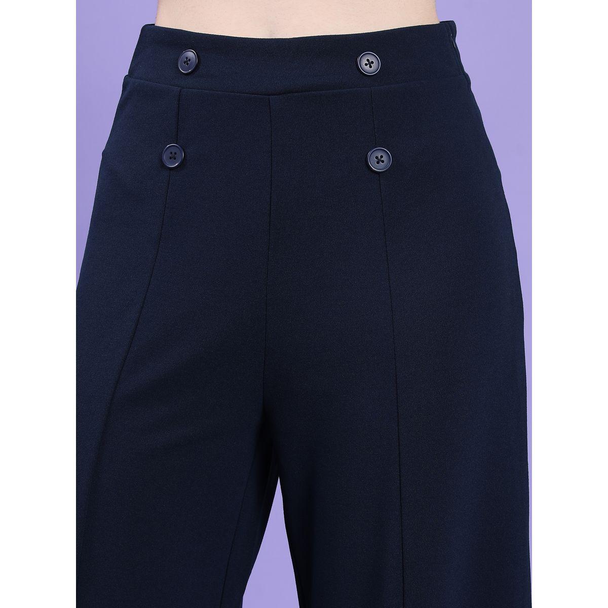 Tokyo Talkies X Styli  Pintuck Button Detail Front Slit Hem Trousers-women-clothing-bottoms-trousers-image-5