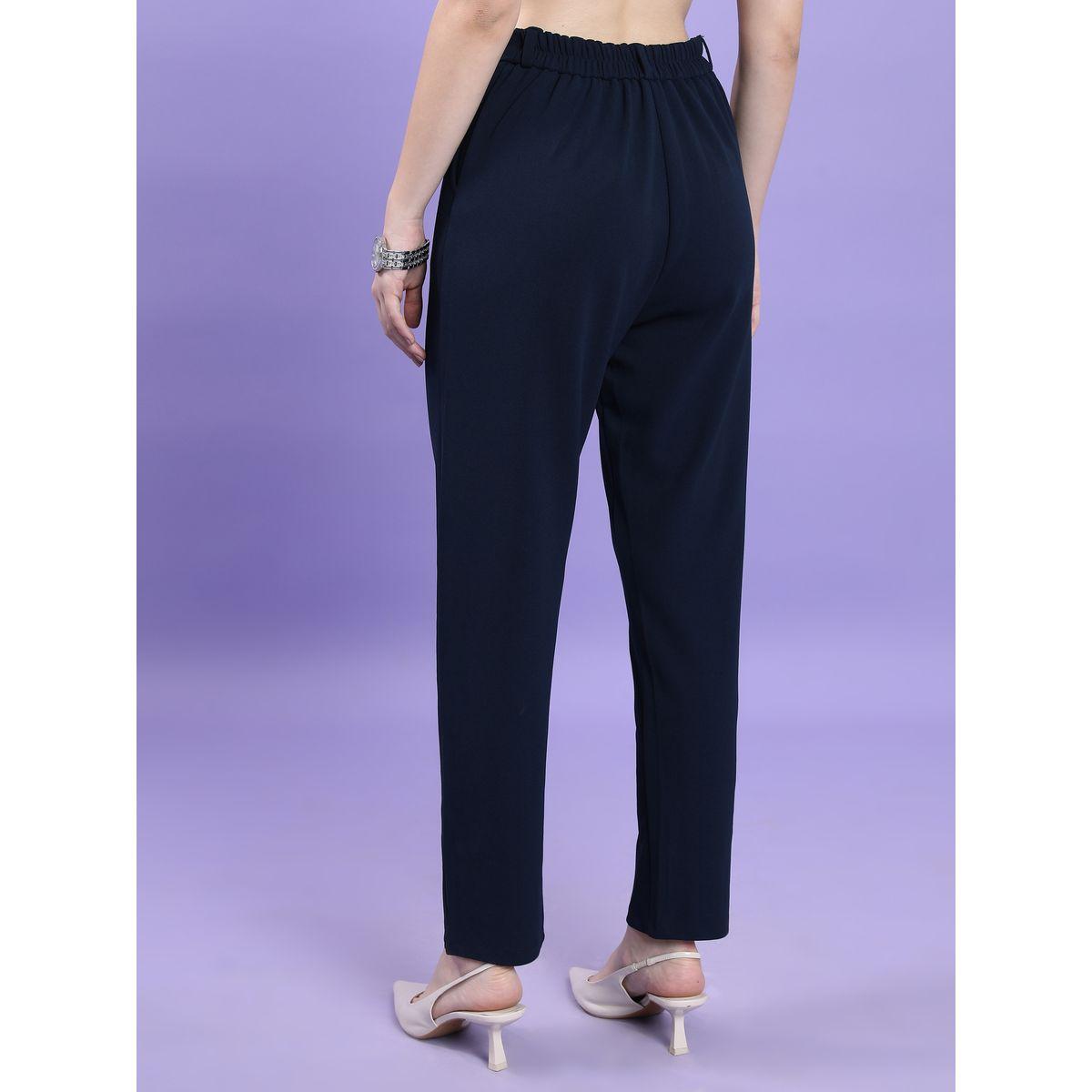 Tokyo Talkies X Styli  Solid High Rise Trousers with Pockets-women-clothing-bottoms-trousers-image-3