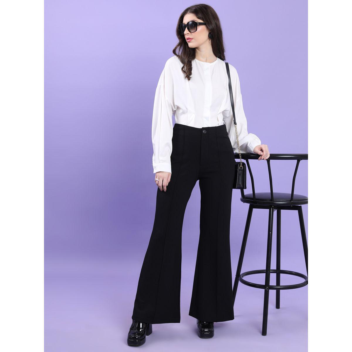 Tokyo Talkies X Styli  Pintuck Detail High Rise Bootcut Trousers-women-clothing-bottoms-trousers-image-2