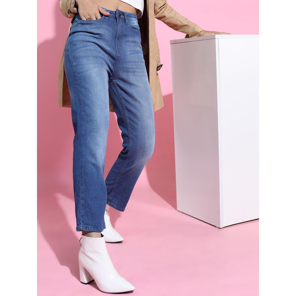 جينز بأرجل واسعة وخصر متوسط طوكيو توكيز × ستايلي-women-clothing-bottoms-jeans-image-1