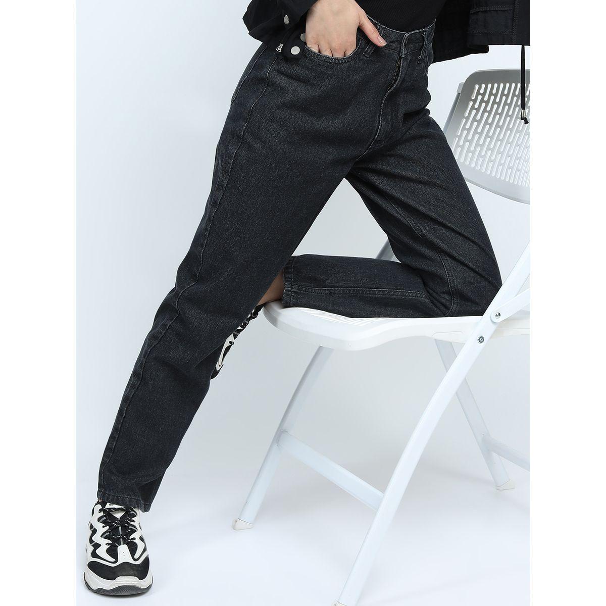 جينز سادة بخصر متوسط طوكيو توكيز × ستايلي-women-clothing-bottoms-jeans-image-1