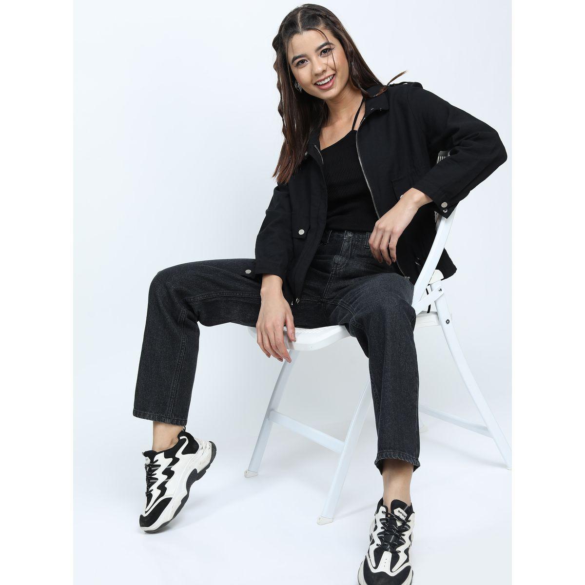 جينز سادة بخصر متوسط طوكيو توكيز × ستايلي-women-clothing-bottoms-jeans-image-2