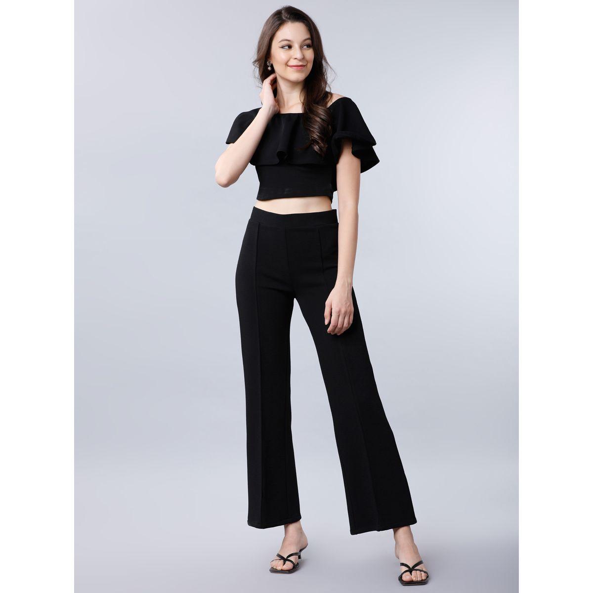 Tokyo Talkies X Styli  Solid Pintuck Detail Flared Trousers-women-clothing-bottoms-trousers-image-5