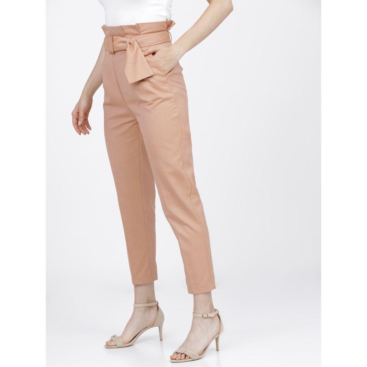 Tokyo Talkies X Styli  High Rise Belted Paper Bag Waist Tapered Trousers-women-clothing-bottoms-trousers-image-2