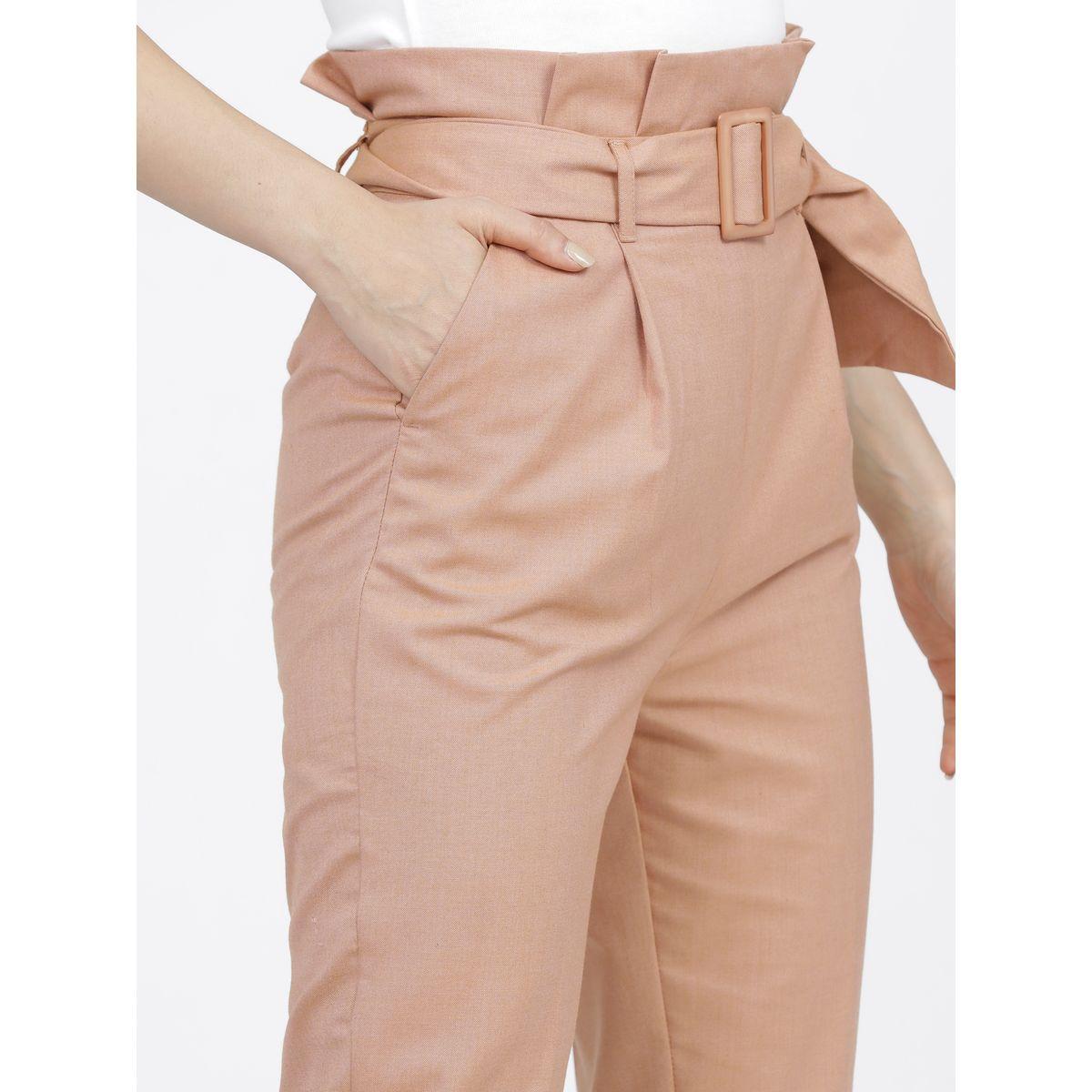 Tokyo Talkies X Styli  High Rise Belted Paper Bag Waist Tapered Trousers-women-clothing-bottoms-trousers-image-4