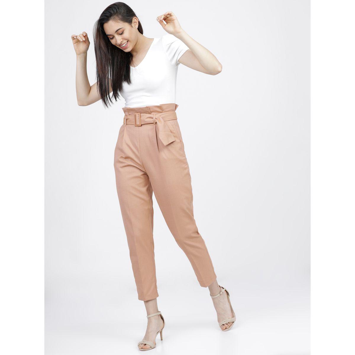 Tokyo Talkies X Styli  High Rise Belted Paper Bag Waist Tapered Trousers-women-clothing-bottoms-trousers-image-5