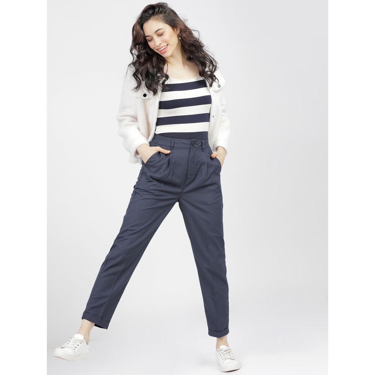 Tokyo Talkies X Styli  High Rise Pleated Trousers with Pockets-women-clothing-bottoms-trousers-image-5