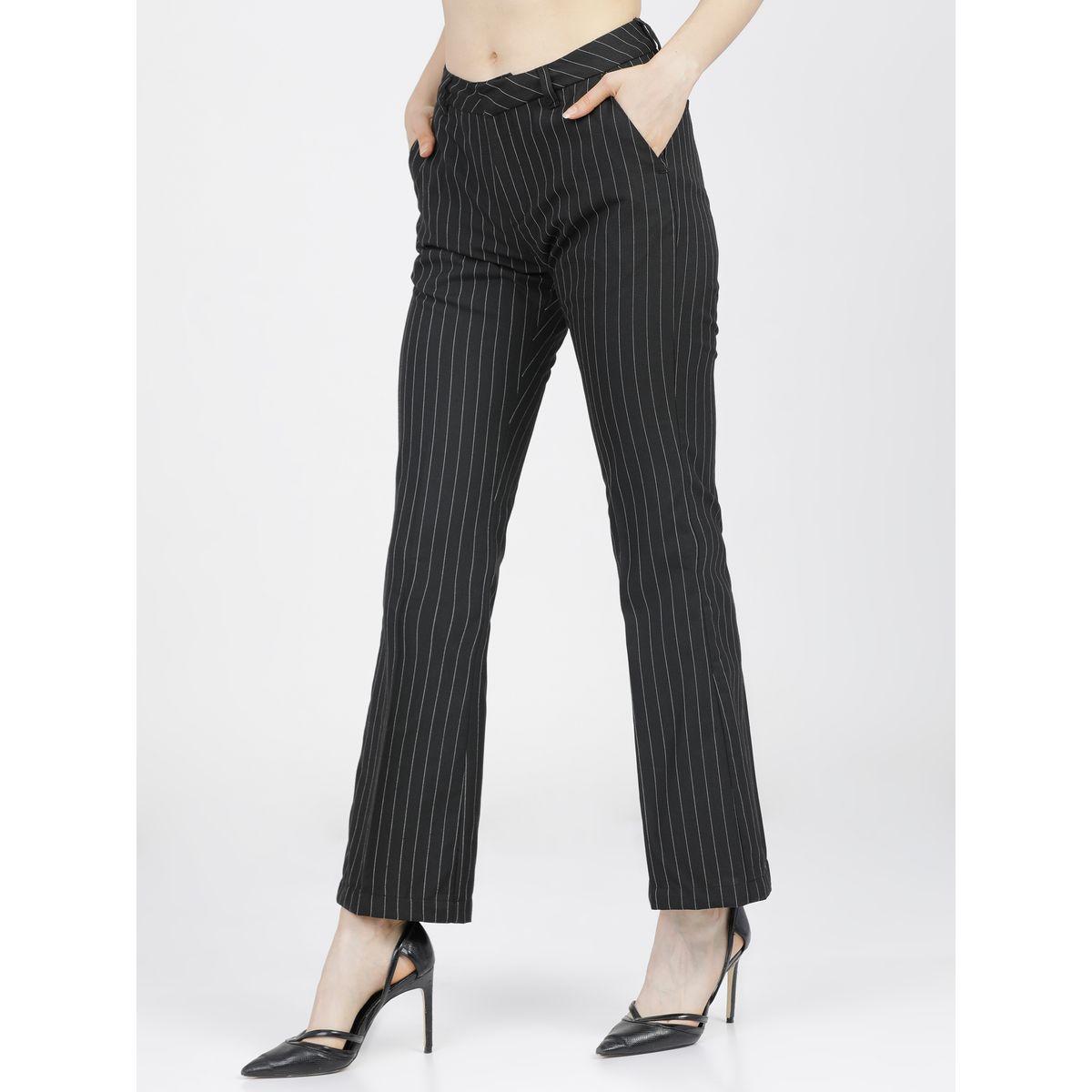 Tokyo Talkies X Styli  Pinstriped Straight Fit Bootcut Trousers with Pockets-women-clothing-bottoms-trousers-image-2