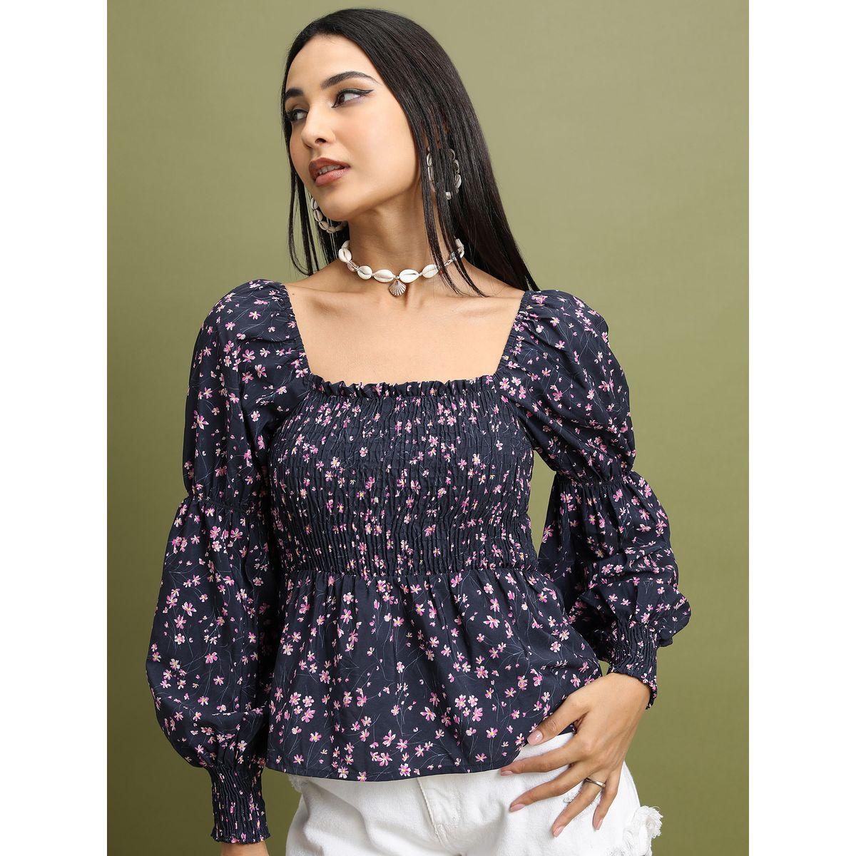 بلوزة مطبعة بالكامل مع ياقة واسعة طوكيو توكيز × ستايلي-women-clothing-shirtsandblouses-blouses-image-1