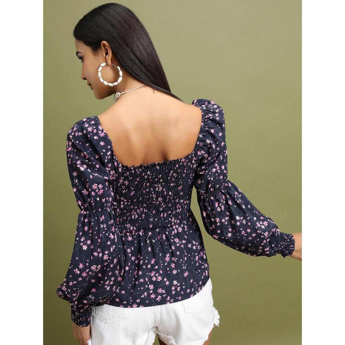 بلوزة مطبعة بالكامل مع ياقة واسعة طوكيو توكيز × ستايلي-women-clothing-shirtsandblouses-blouses-image-3