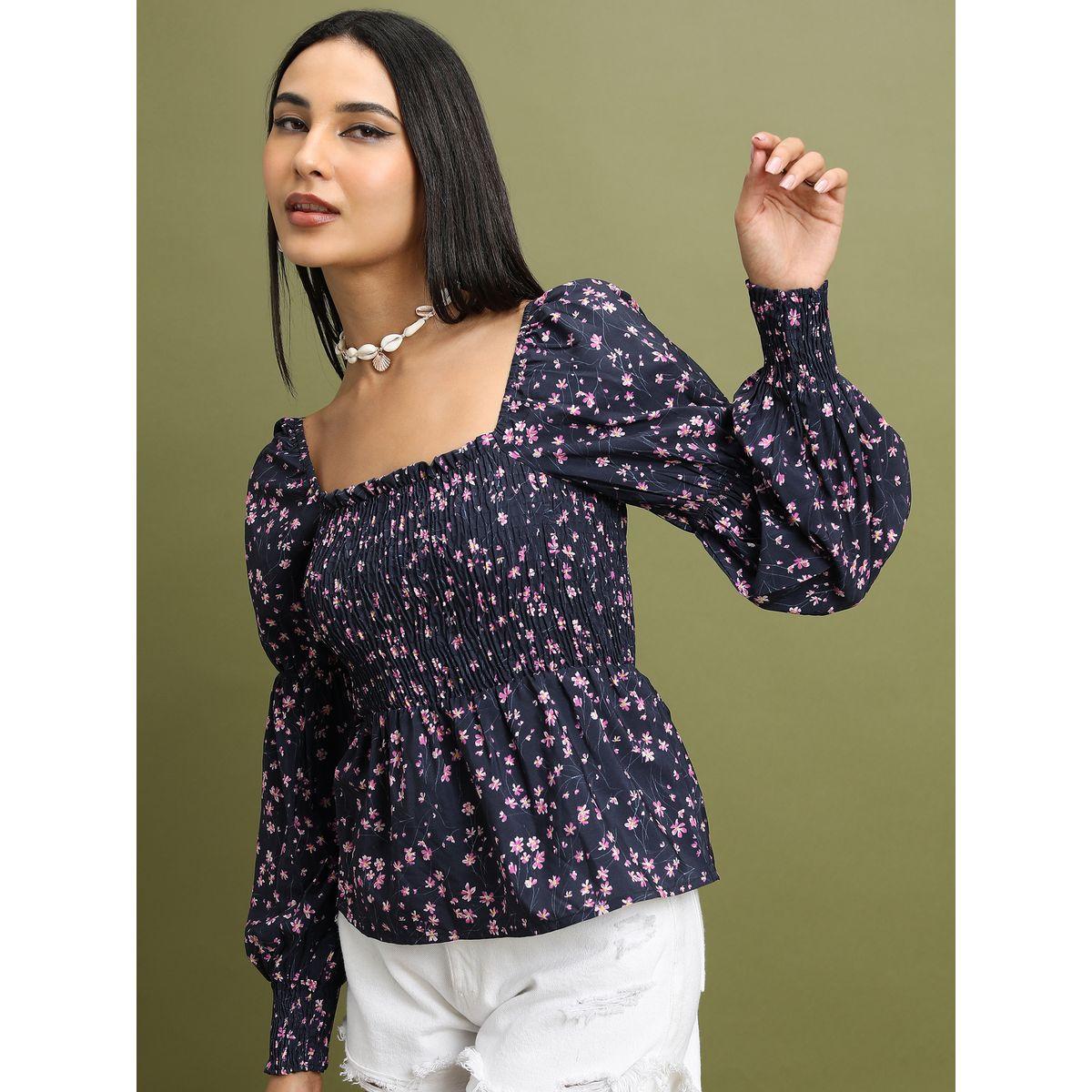 بلوزة مطبعة بالكامل مع ياقة واسعة طوكيو توكيز × ستايلي-women-clothing-shirtsandblouses-blouses-image-4