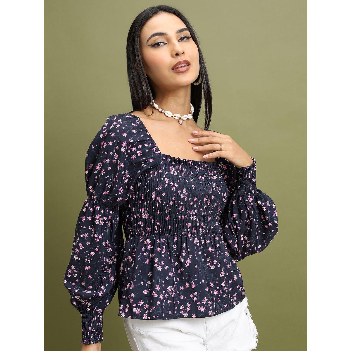 بلوزة مطبعة بالكامل مع ياقة واسعة طوكيو توكيز × ستايلي-women-clothing-shirtsandblouses-blouses-image-6