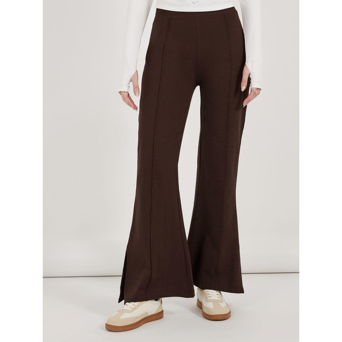 Styli Solid Fit and Flare Leggings with Slit Hem-women-clothing-bottoms-leggings-image-3