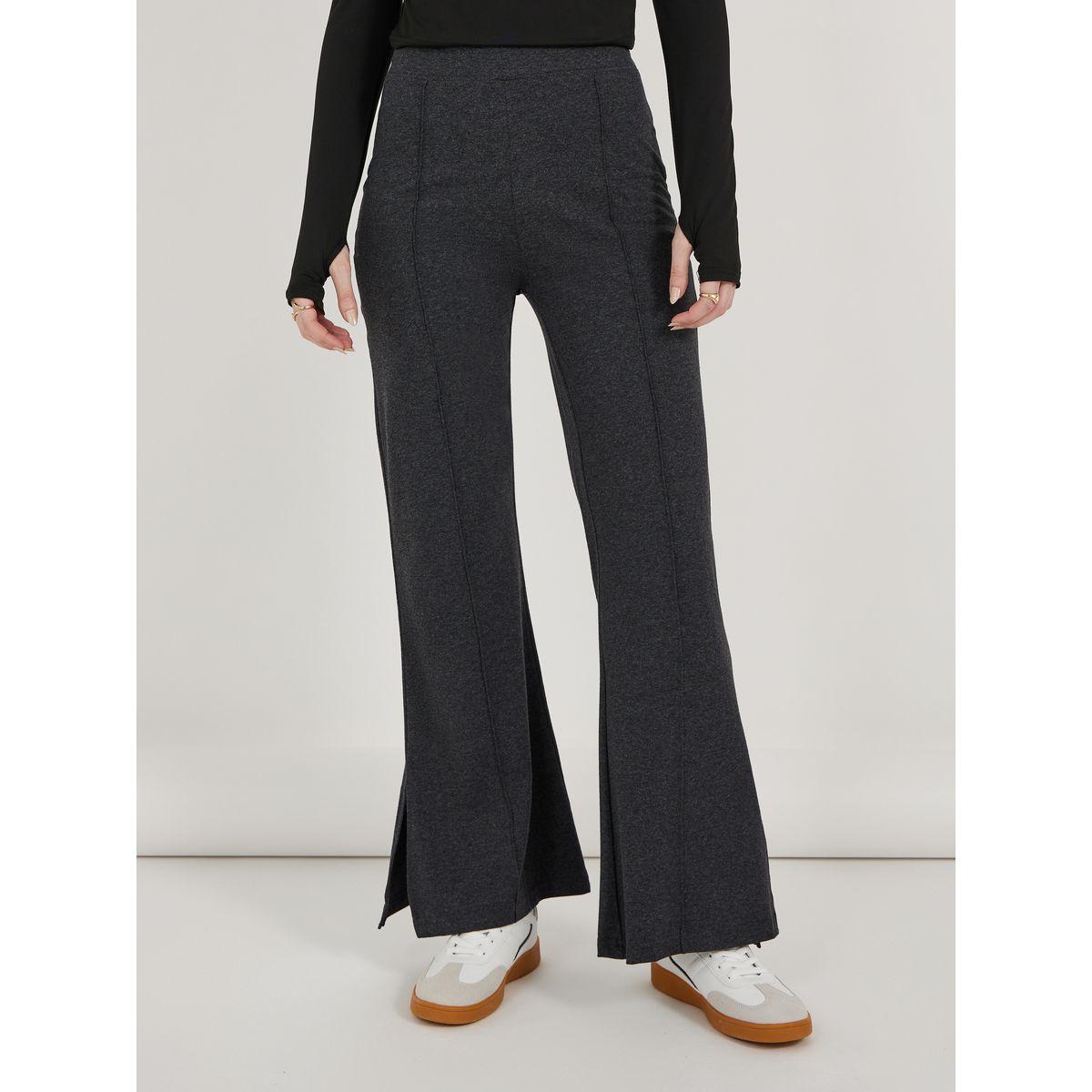 Styli Solid Fit and Flare Leggings with Slit Hem-women-clothing-bottoms-leggings-image-2