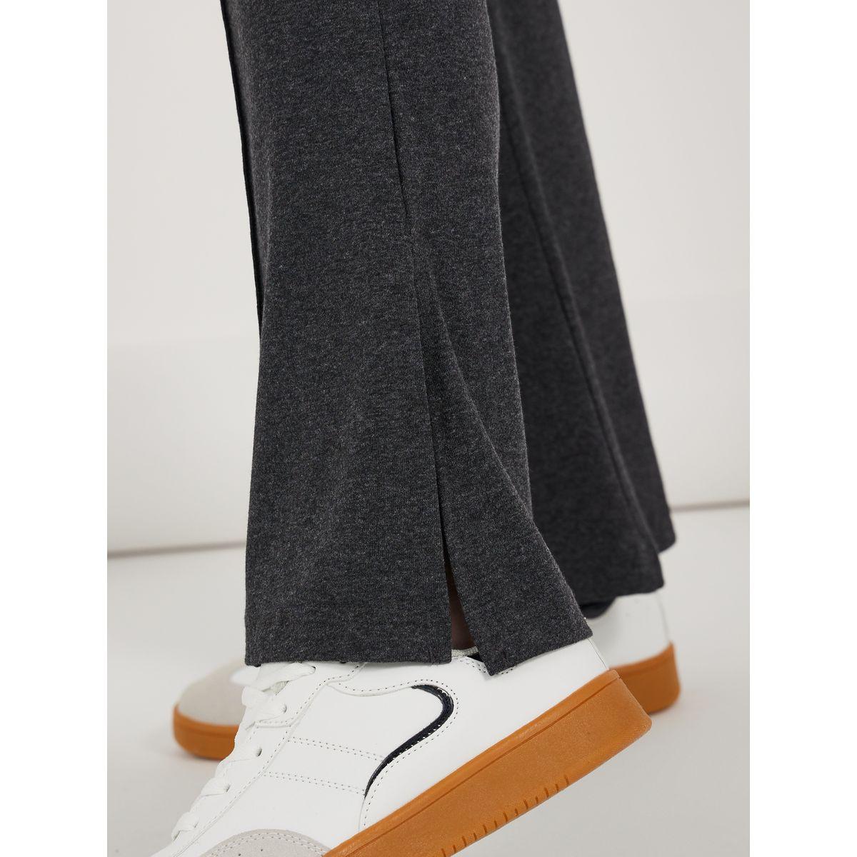 Styli Solid Fit and Flare Leggings with Slit Hem-women-clothing-bottoms-leggings-image-3