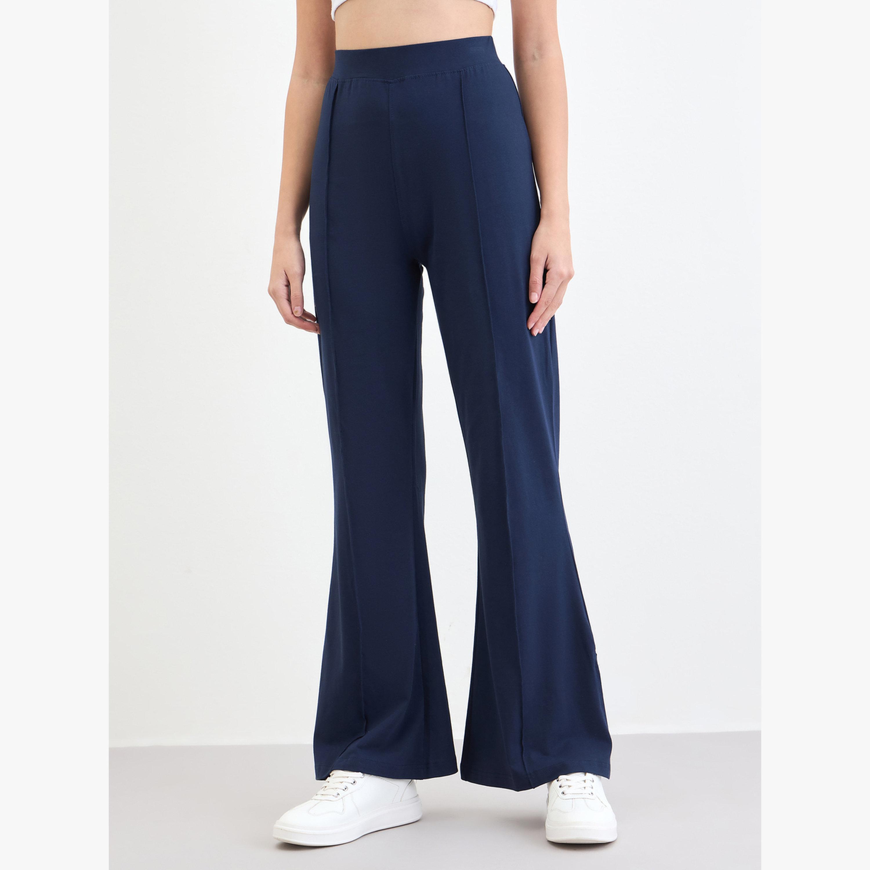 Styli Women Navy Blue Flare Leggings-women-clothing-bottoms-leggings-image-1
