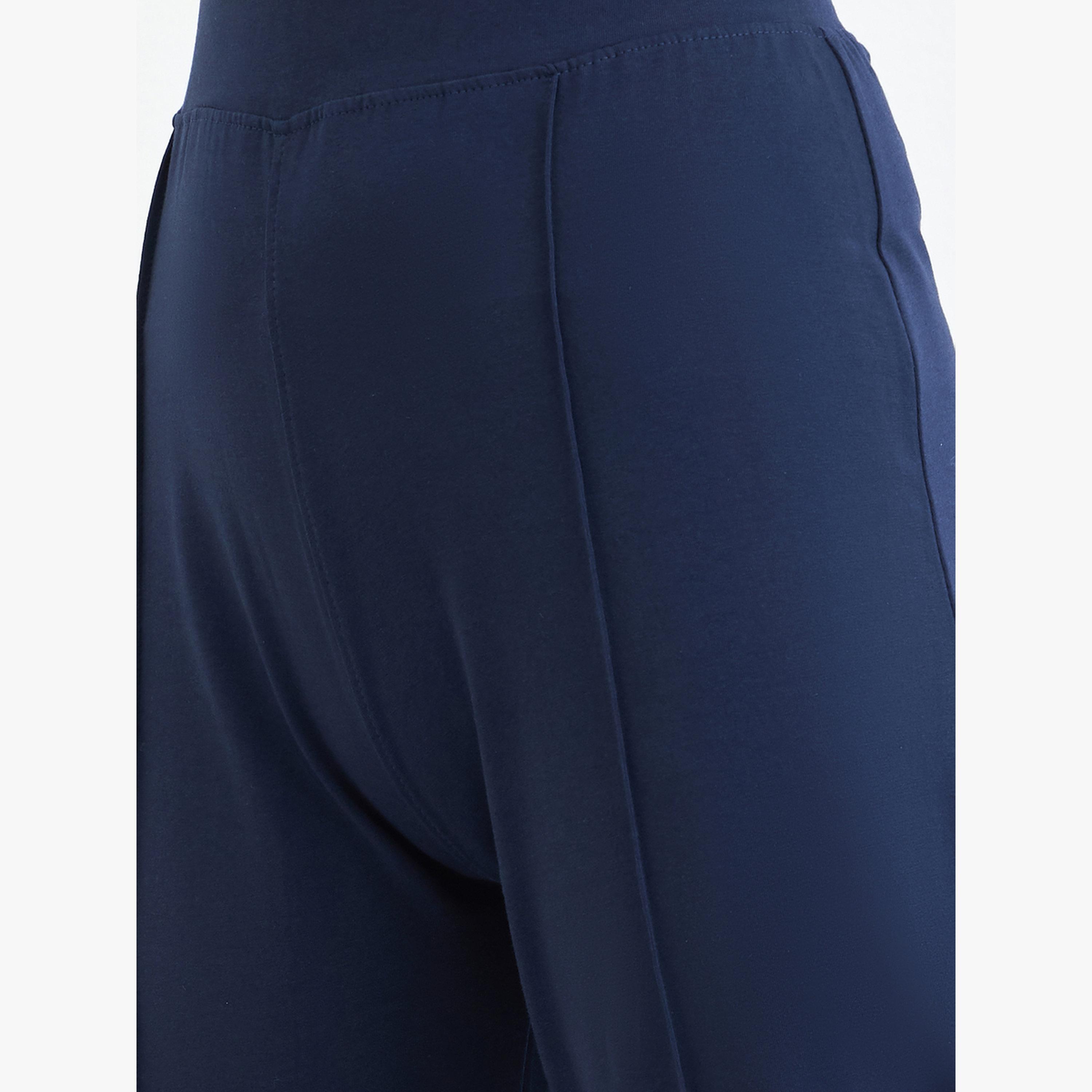 Styli Women Navy Blue Flare Leggings-women-clothing-bottoms-leggings-image-5