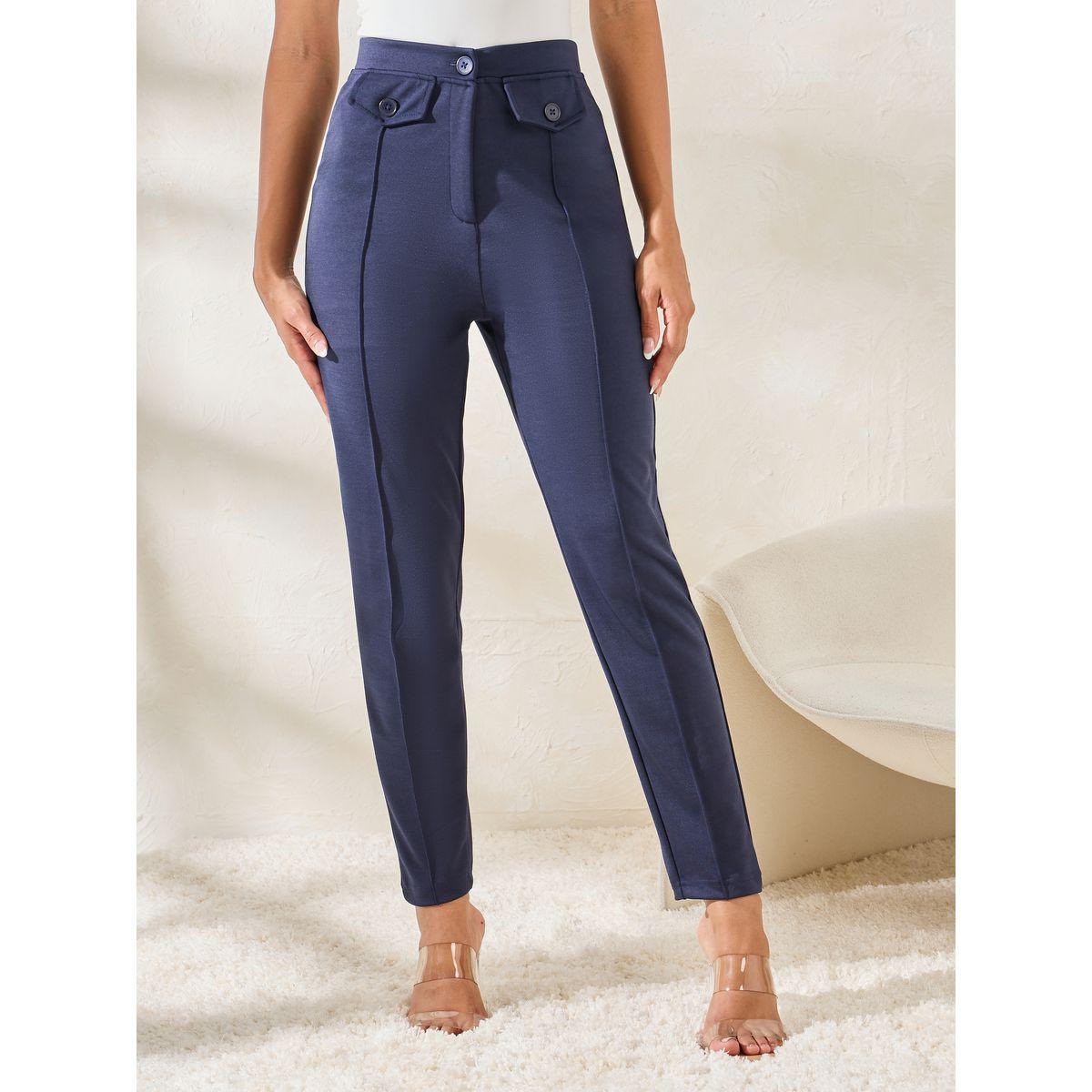 Styli Elevate Ankle Length Slim Fit Trouser with Flap Detail-women-clothing-bottoms-trousers-image-1