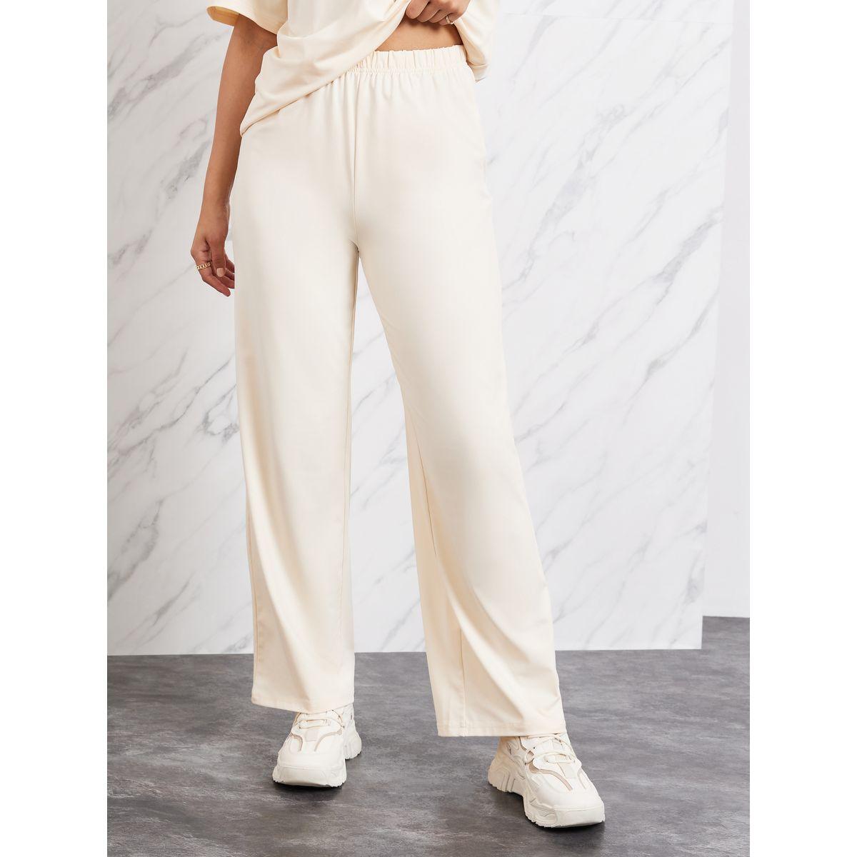 Styli Solid Drop Shoulder T-Shirt & Wide Leg Pants Co-Ord-women-clothing-coordsets-image-5