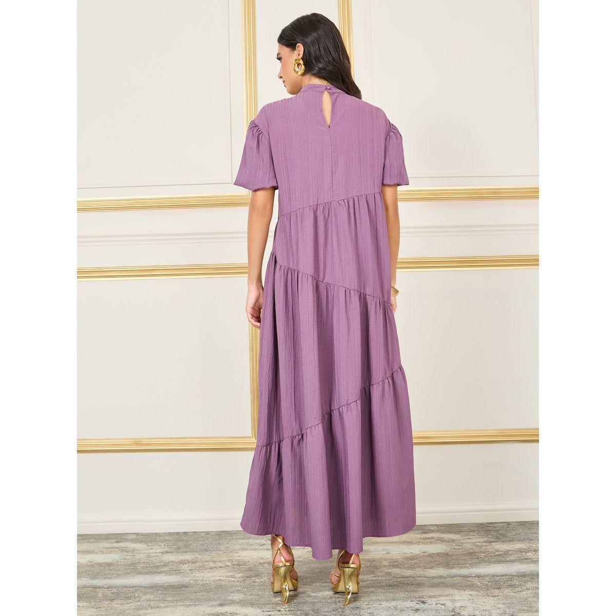 فستان طويل بكسرات وياقة عالية-women-clothing-dresses-image-4
