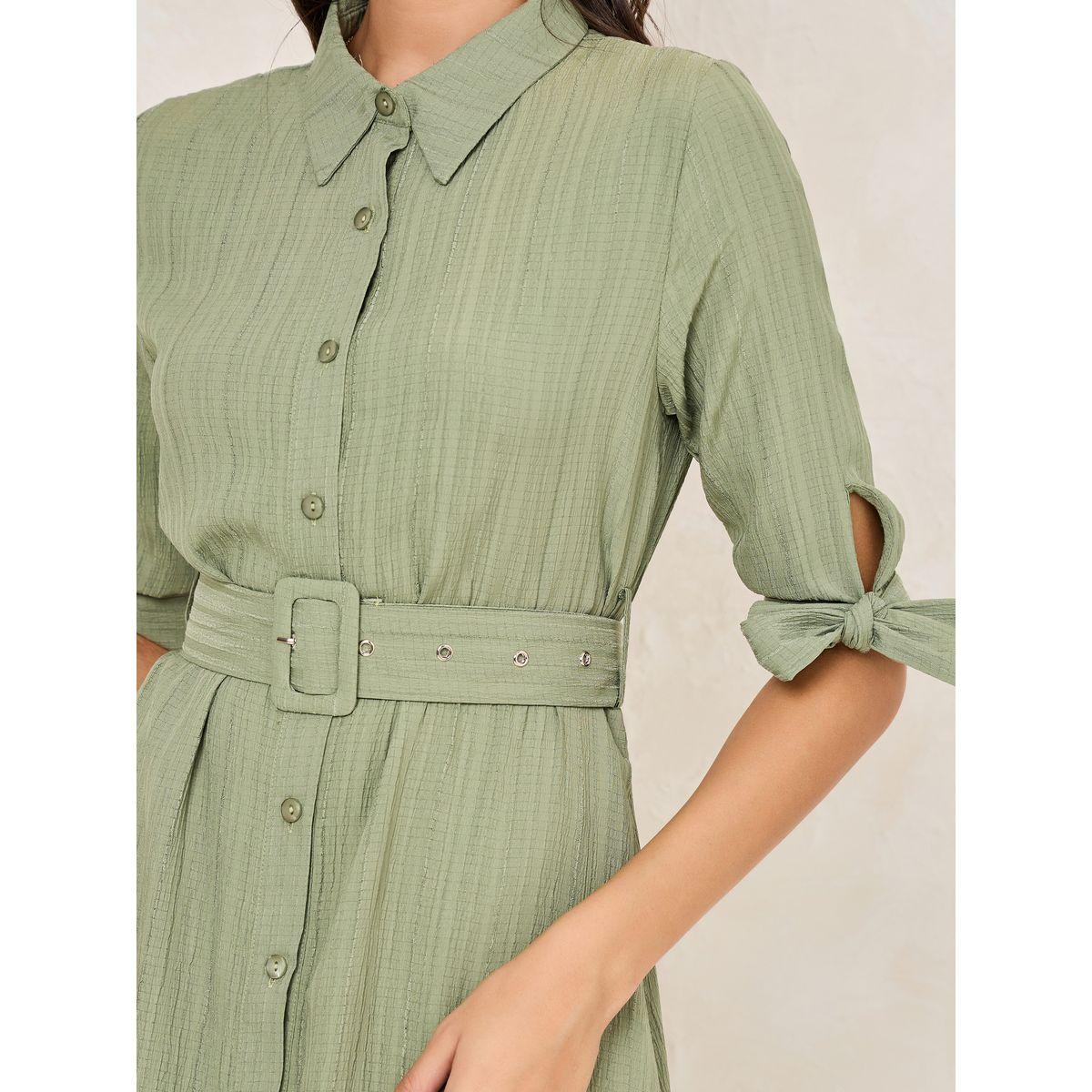 Styli Textured Belted Shirt Maxi Dress-women-clothing-dresses-image-3