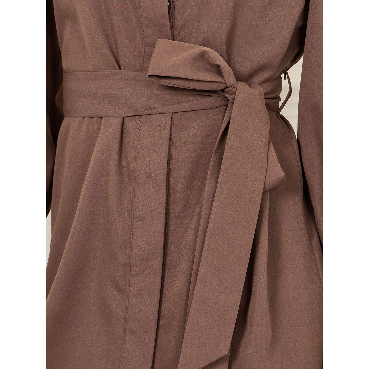 Styli Solid Concealed Placket Shirt Midi Dress with Self Tie Up-women-clothing-dresses-image-3