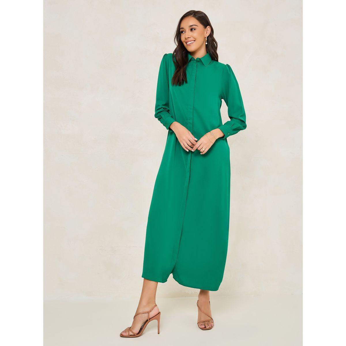 فستان طويل سادة بازرار مخفية-women-clothing-dresses-image-4