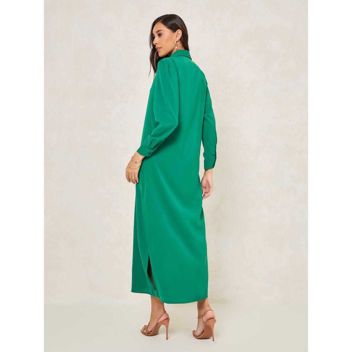 فستان طويل سادة بازرار مخفية-women-clothing-dresses-image-1