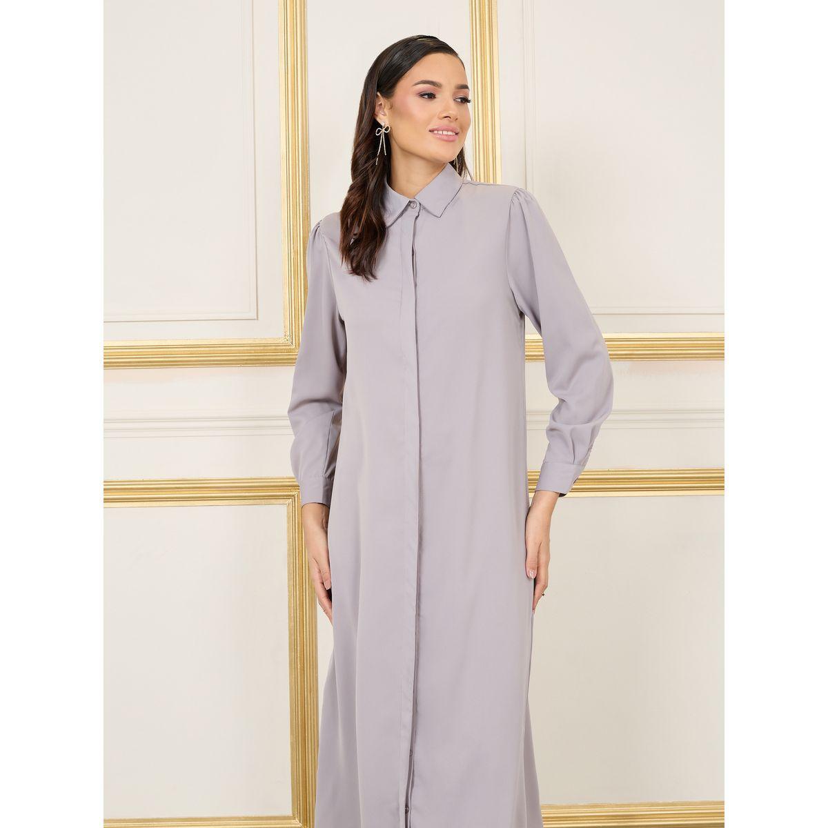 Styli Solid Concealed Placket Shirt Maxi Dress-women-clothing-dresses-image-2