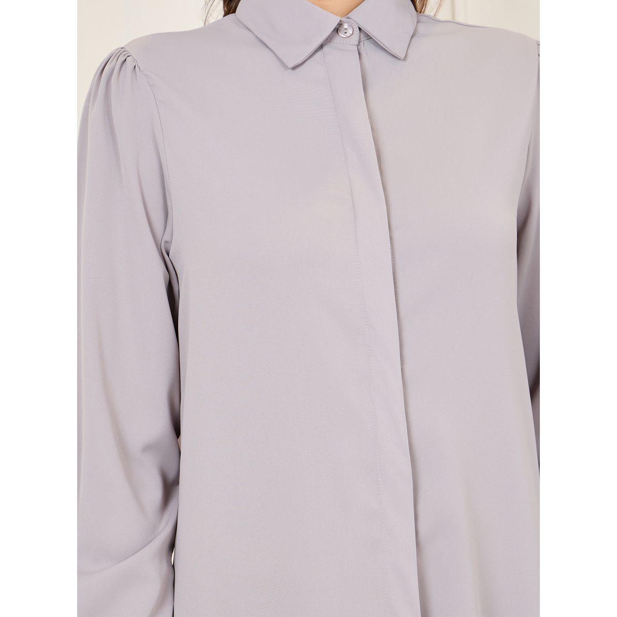 Styli Solid Concealed Placket Shirt Maxi Dress-women-clothing-dresses-image-3