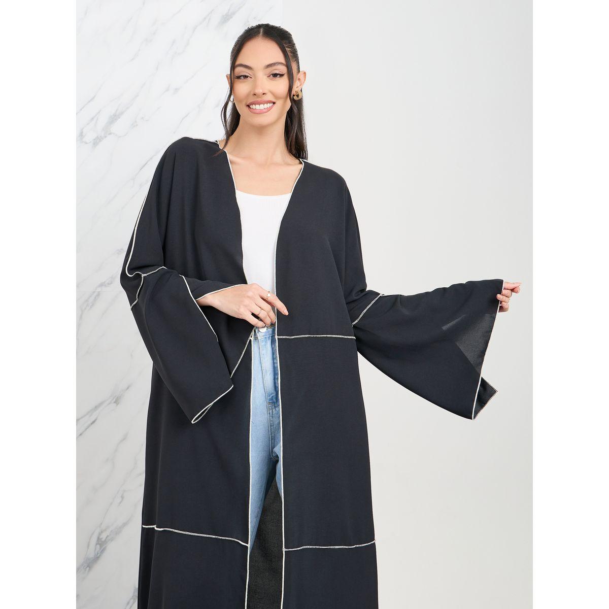Styli Contrast Stitch Detail Kimono-women-clothing-shirtsandblouses-shirts-image-2
