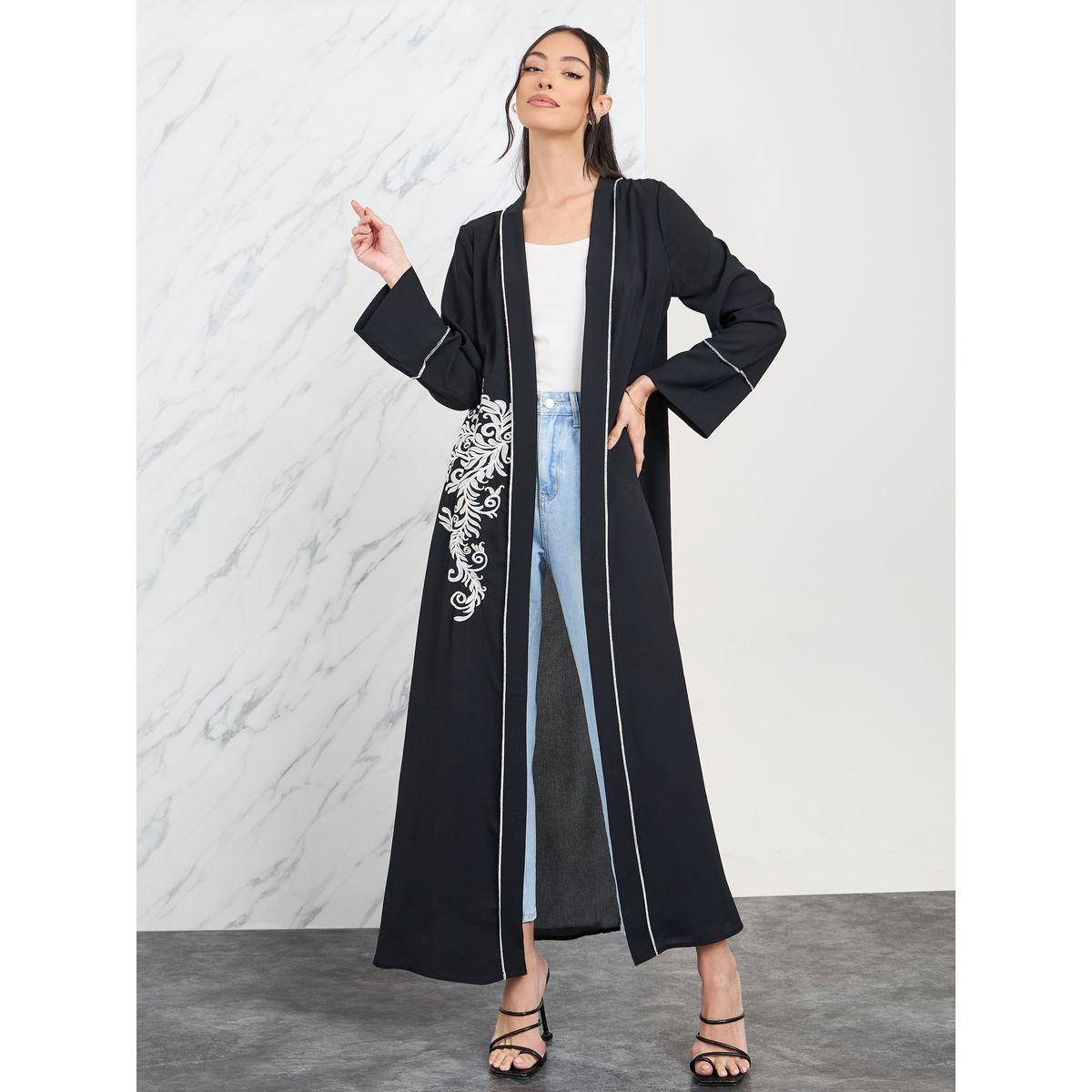 Styli Embroidered Stitch Detail Maxi Kimono-women-clothing-shirtsandblouses-shirts-image-1