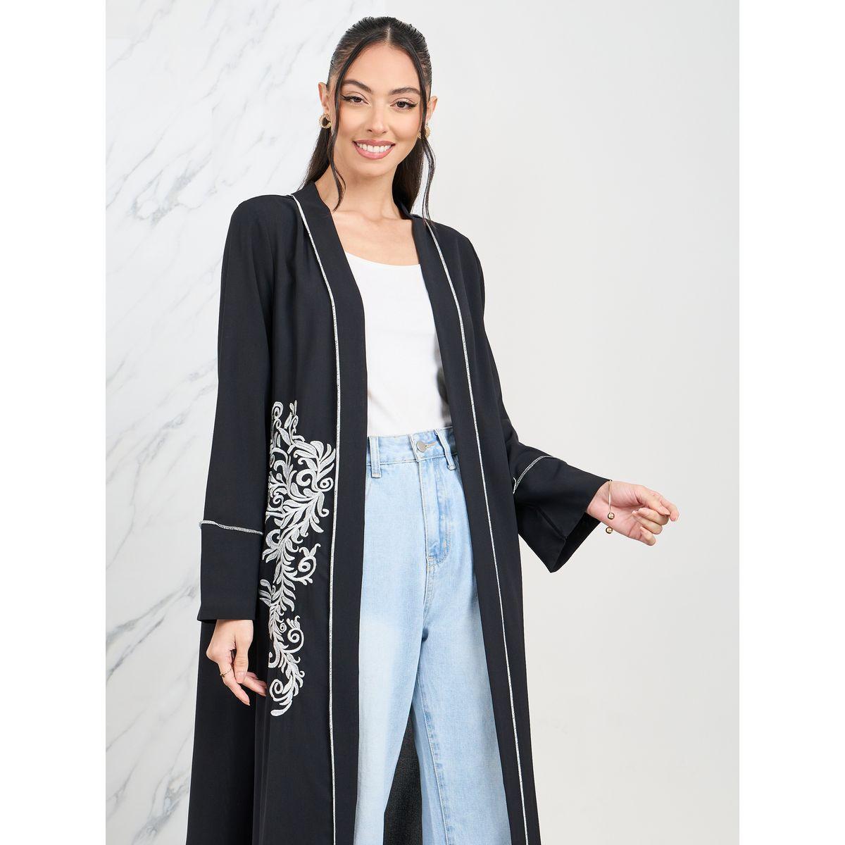 Styli Embroidered Stitch Detail Maxi Kimono-women-clothing-shirtsandblouses-shirts-image-2