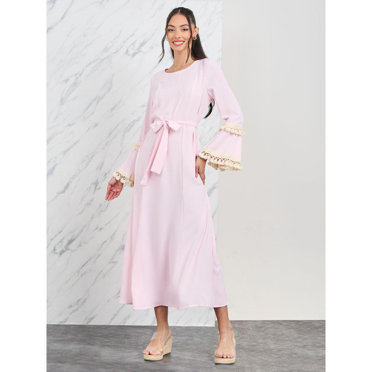 Styli Tassle Detail Self Tie Up A-Line Maxi Dress-women-clothing-dresses-image-1
