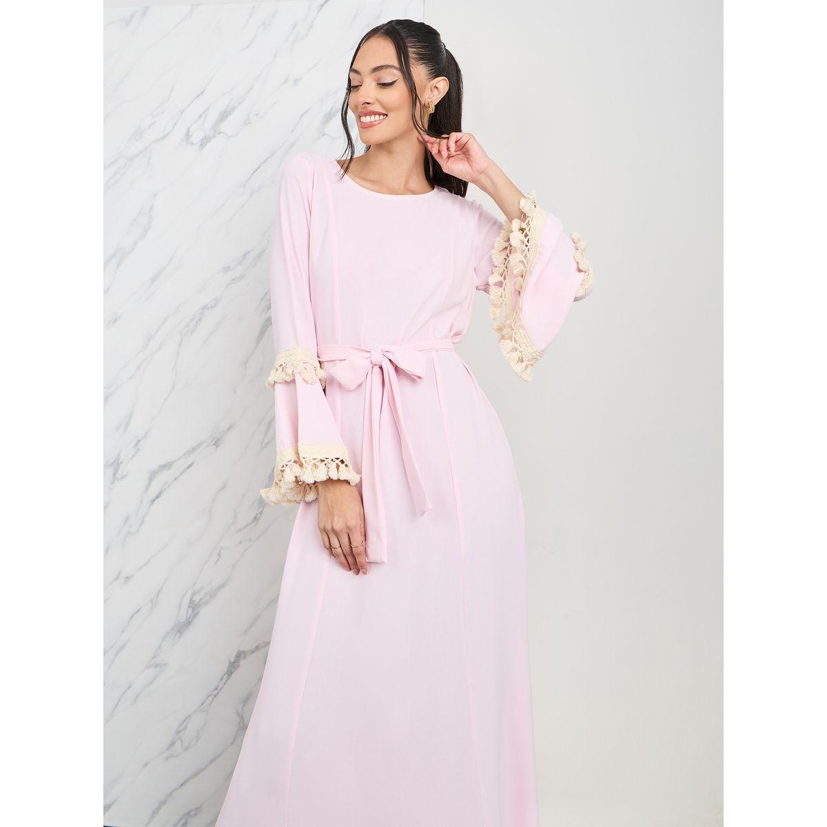 Styli Tassle Detail Self Tie Up A-Line Maxi Dress-women-clothing-dresses-image-2