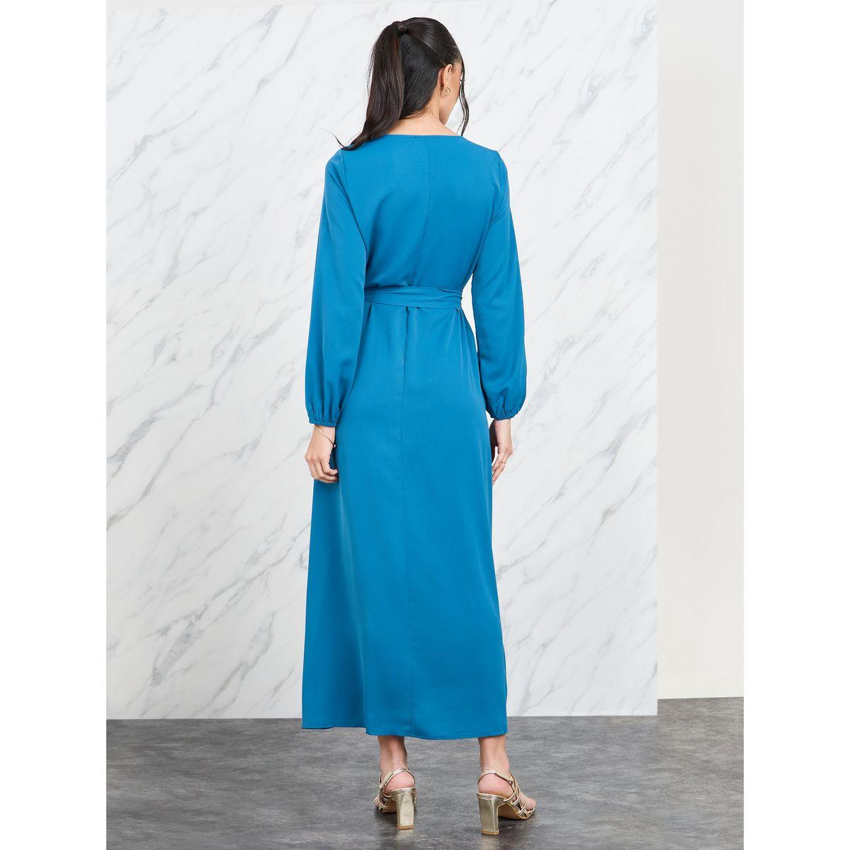 Styli Leaf Embroidered Self Tie Up A-Line Maxi Dress-women-clothing-dresses-image-4