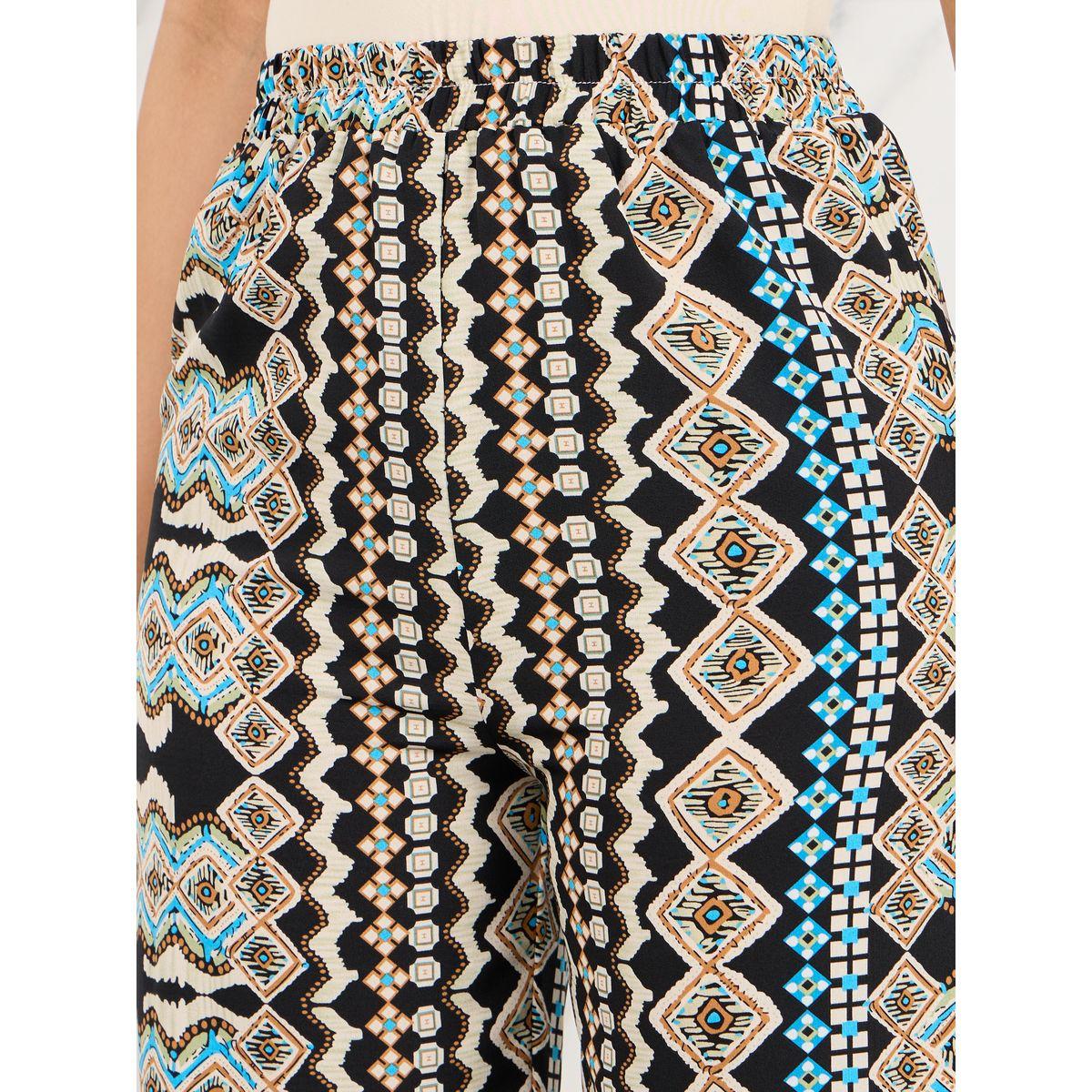 بنطال مطبع بطبعة بوهيمية وحواف مكبلة-women-clothing-bottoms-trousers-image-3