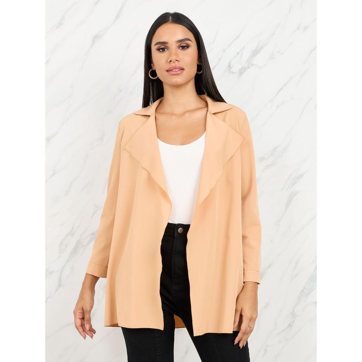 Styli Roll Up Sleeves Open Front Blazer-women-clothing-coatsandjackets-blazers-image-1
