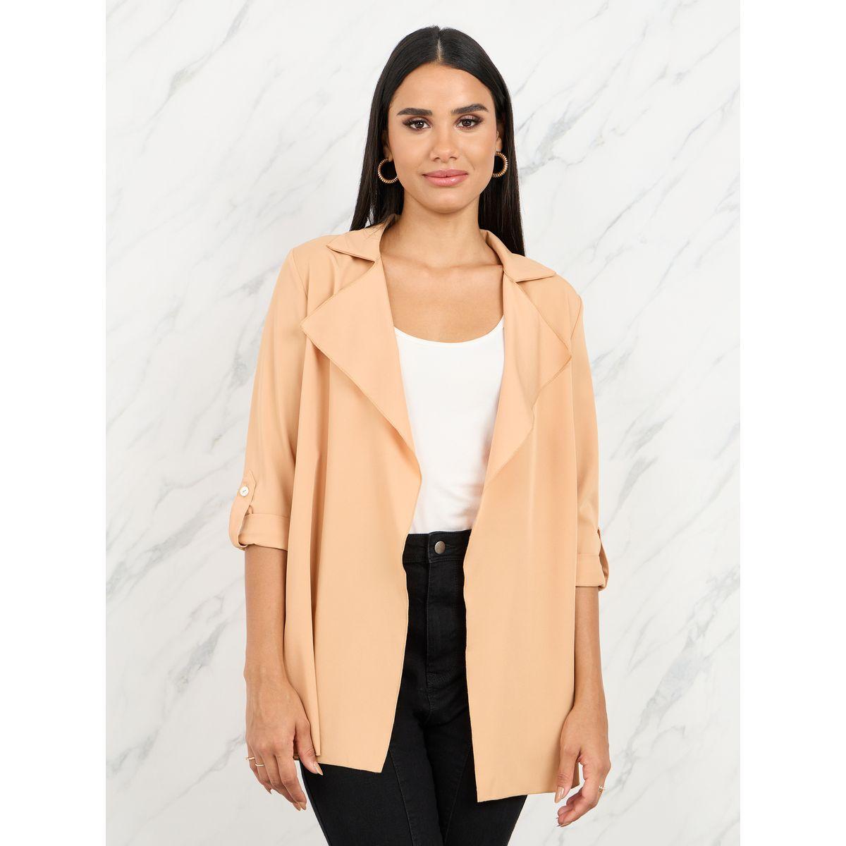 Styli Roll Up Sleeves Open Front Blazer-women-clothing-coatsandjackets-blazers-image-2