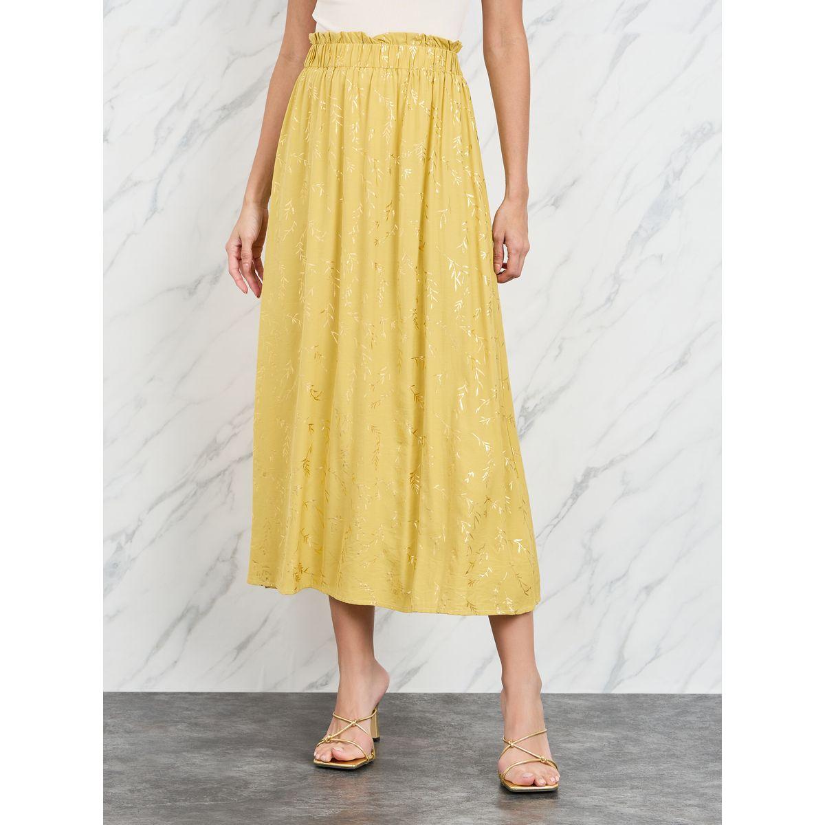 Styli Foil Print Paperbag Waist A-Line Midi Skirt-women-clothing-bottoms-skirts-image-1