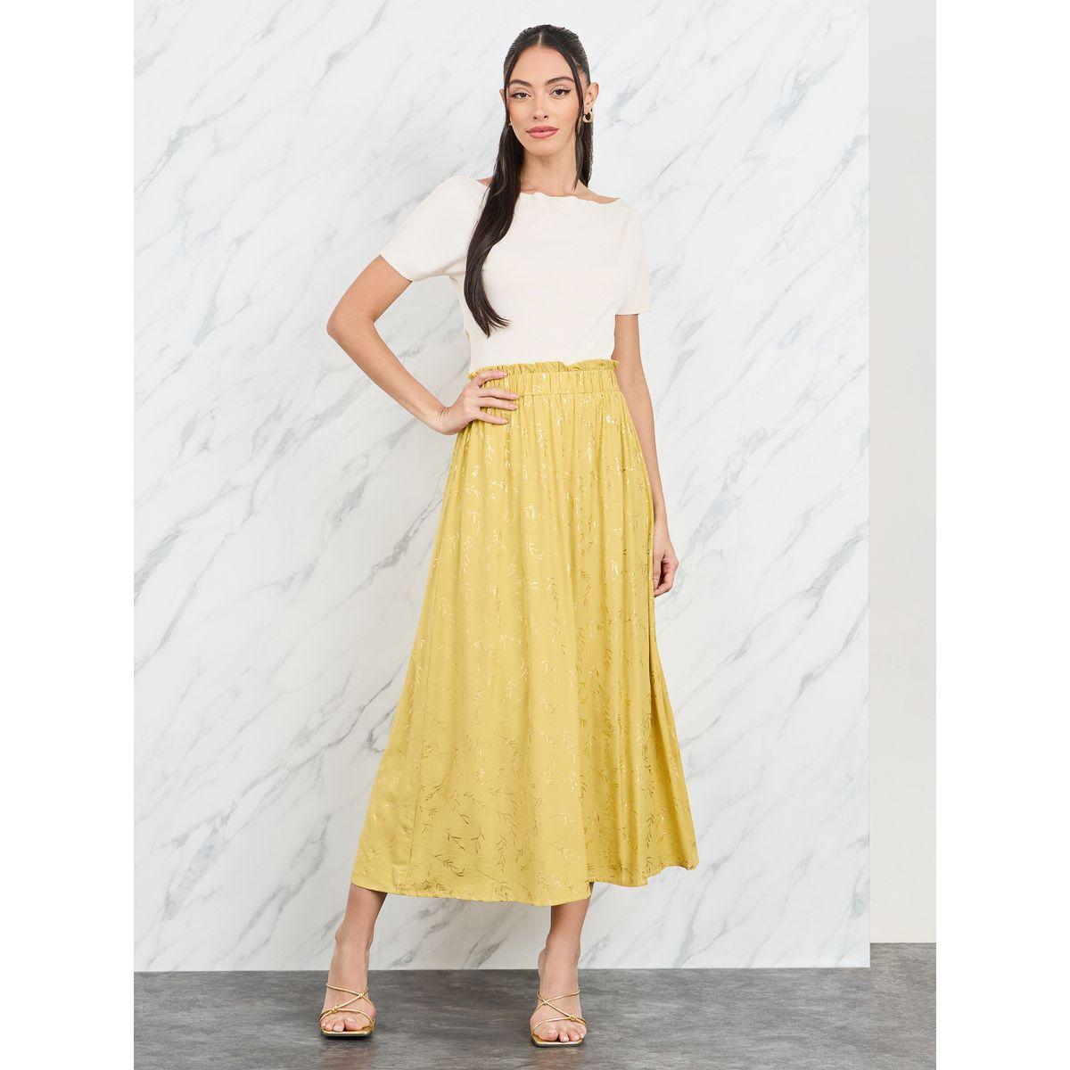Styli Foil Print Paperbag Waist A-Line Midi Skirt-women-clothing-bottoms-skirts-image-2