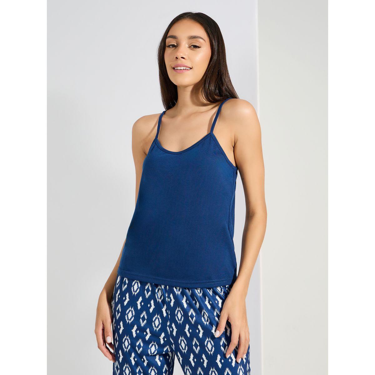 Styli Unwind Solid Cami & Geo Print Pyjama Set-women-clothing-nightwear-pyjamas-longsets-image-2