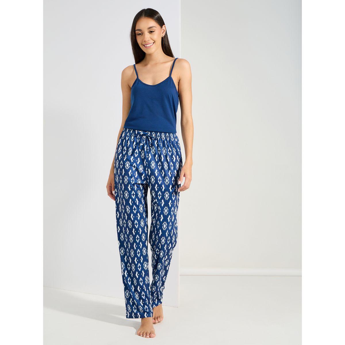 Styli Unwind Solid Cami & Geo Print Pyjama Set-women-clothing-nightwear-pyjamas-longsets-image-5